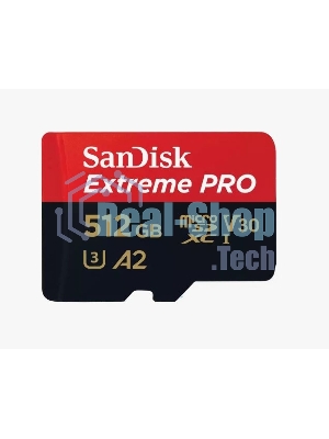 Флеш карта microSD 512Gb SanDisk microSDXC Class 10 UHS-I A2 C10 V30 U3 Extreme Pro (SD адаптер) 200Mb/s