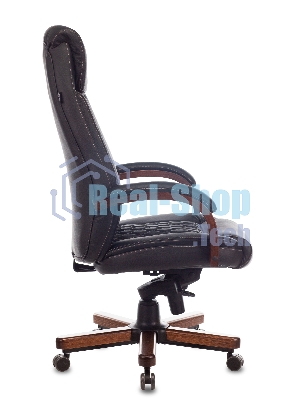 Кресло Бюрократ T-9924WALNUT черный, кожа, подголовник