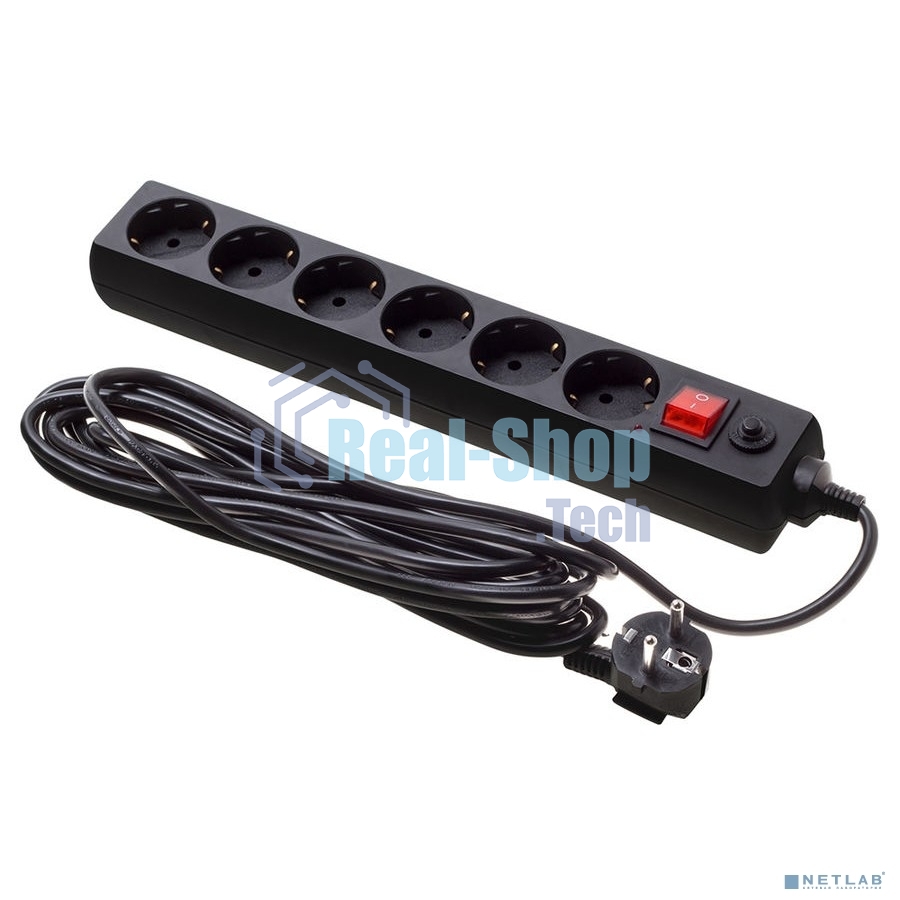 Сетевой фильтр Buro 600SH-16-5-B 5 м, 6 розеток, черный, коробка