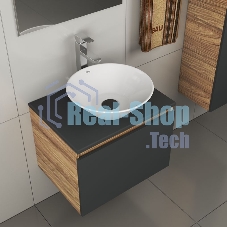 Комплект для ванной, 4 предмета (тумба Bau 60, графит + раковина BAU Dream D43 + смеситель Hotel Still, выпуск клик-клак, черный)