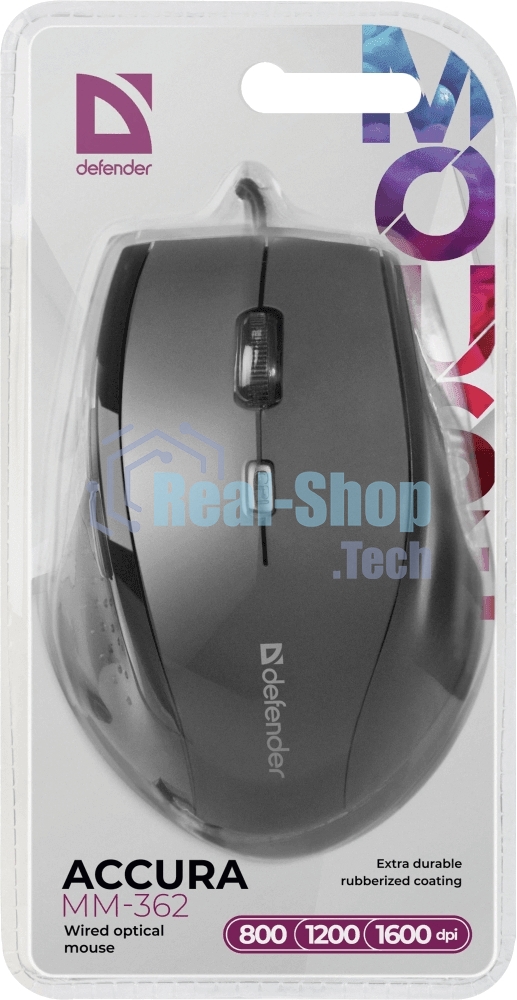 Мышь проводная Defender Accura MM-362 черный, 1600 dpi, USB, кнопки - 6