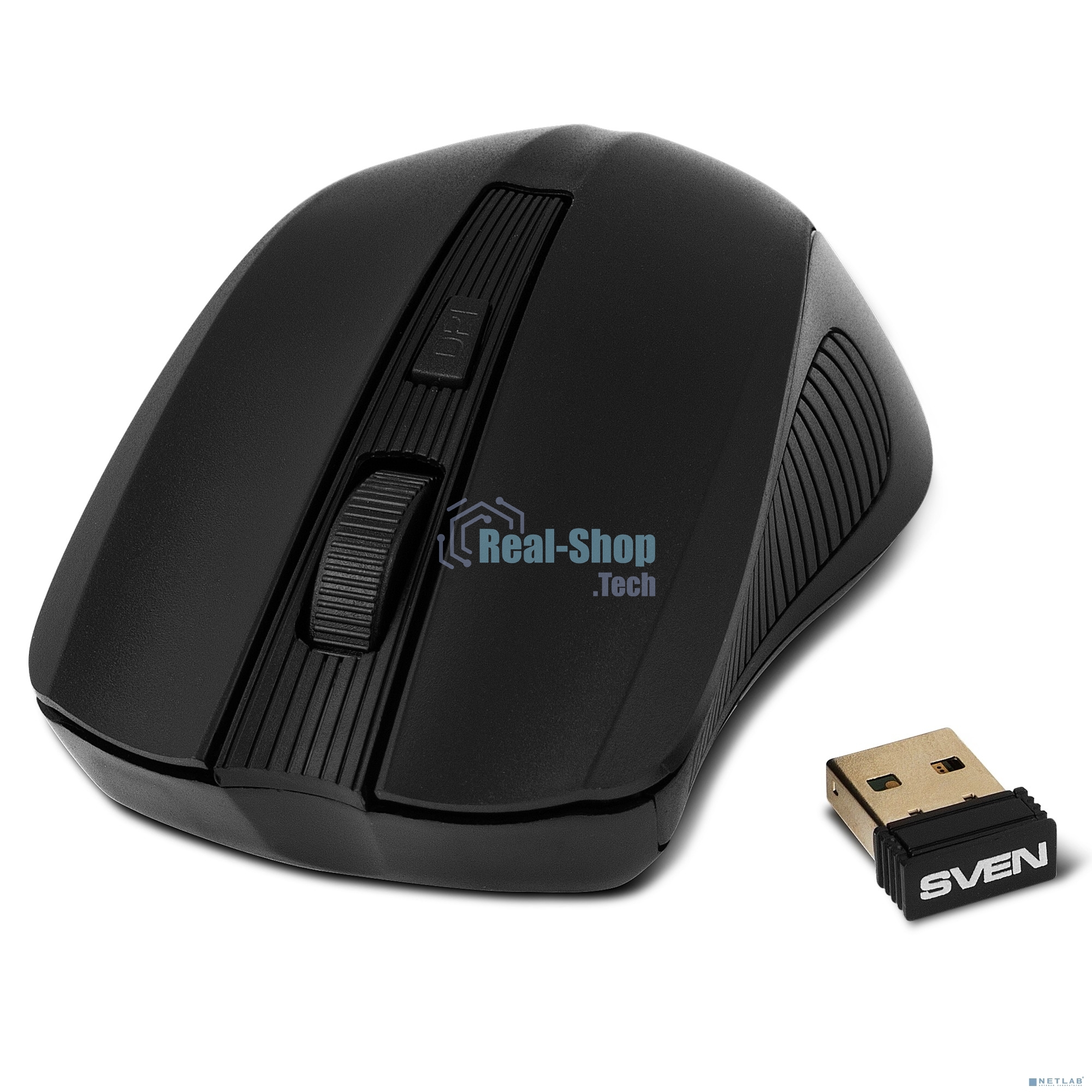 Мышь беспроводная SVEN RX-400W черный, 1400 dpi, радиоканал, USB, кнопки - 4