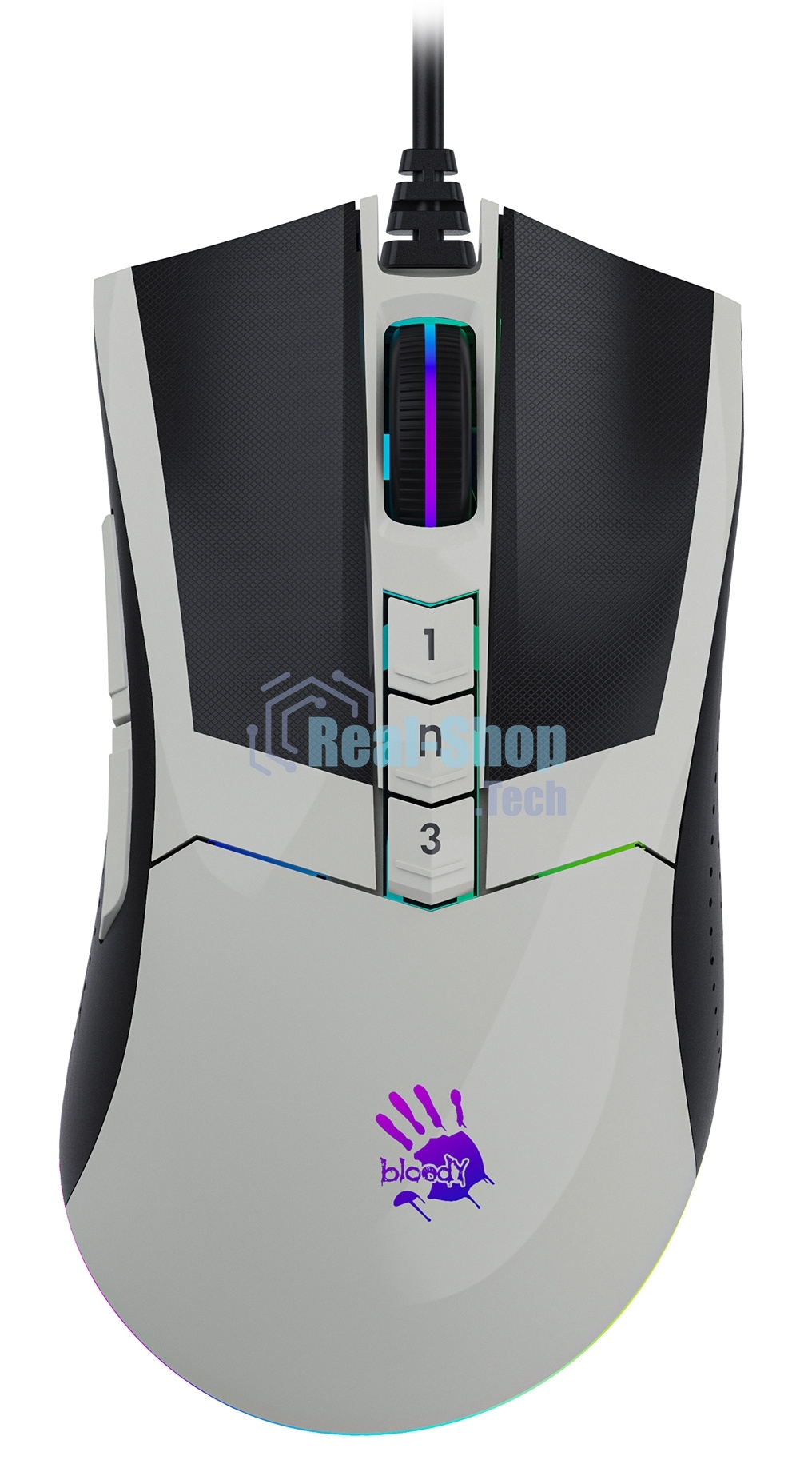 Мышь проводная A4Tech Bloody W90 Max белый/черный, 10000 dpi, USB, кнопки - 10