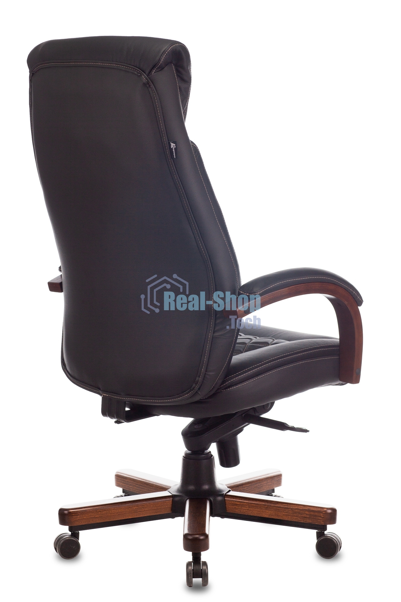 Кресло Бюрократ T-9924WALNUT черный, кожа, подголовник
