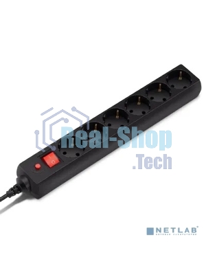 Сетевой фильтр Buro 600SH-16-5-B 5 м, 6 розеток, черный, коробка