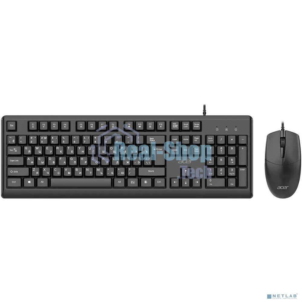 Комплект клавиатура+мышь Acer OCC500 проводной, USB, 1200 DPI, черный