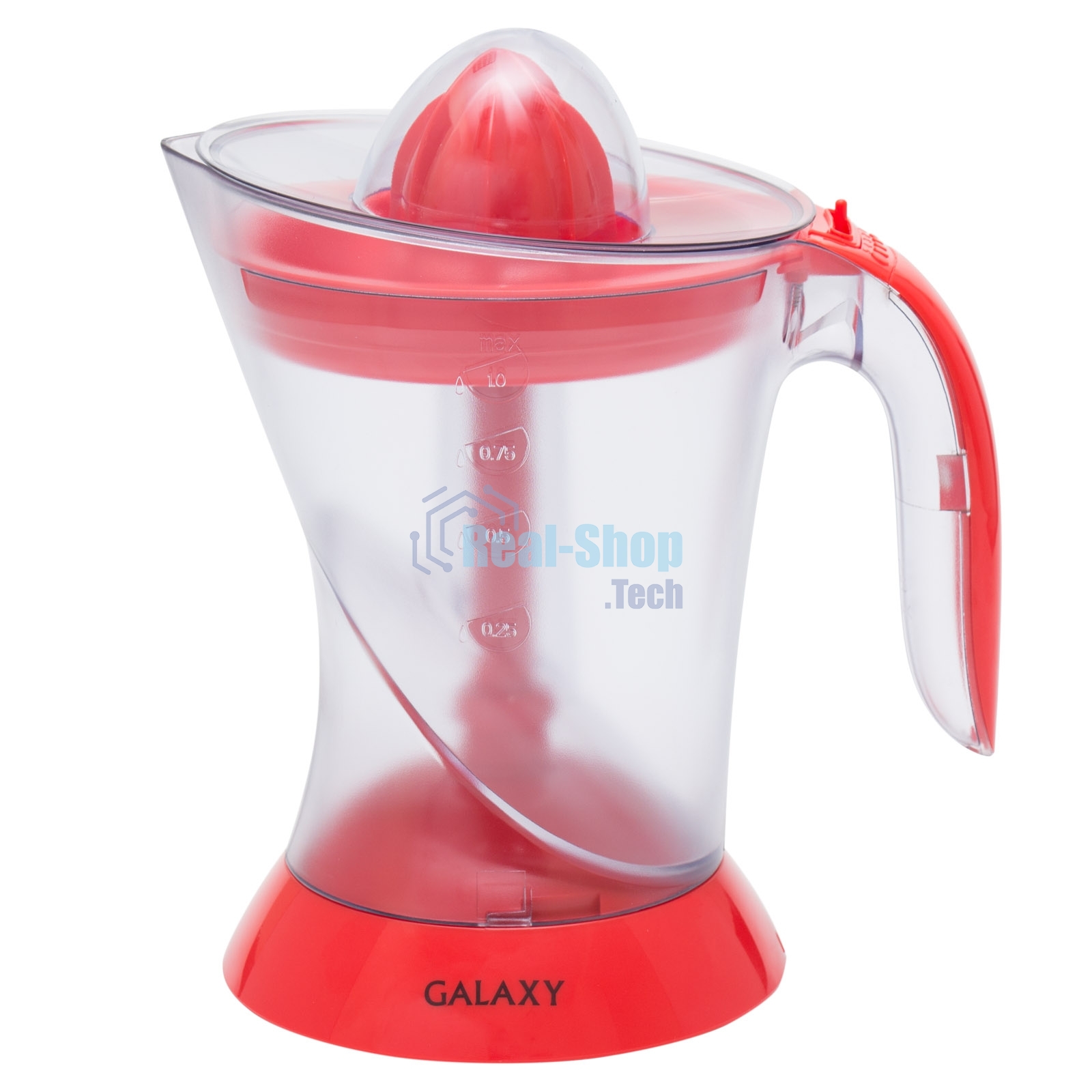 Соковыжималка Galaxy GL 0852 красный/прозрачный, цитрусовая, 50 Вт, 1000 мл, механическое