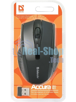 Мышь беспроводная Defender Accura MM-665 черный, 1600 dpi, радиоканал, USB, кнопки - 6
