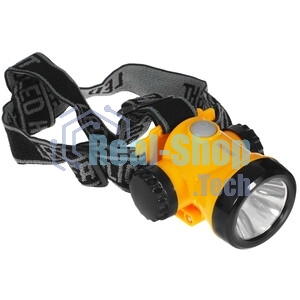 Фонарь аккумуляторный налобный Космос 1Вт LED+3Вт COB LED Li-ion 18650 800 мАч корпус ABS-пластик USB-шнур регулируемый эласт. ремешок