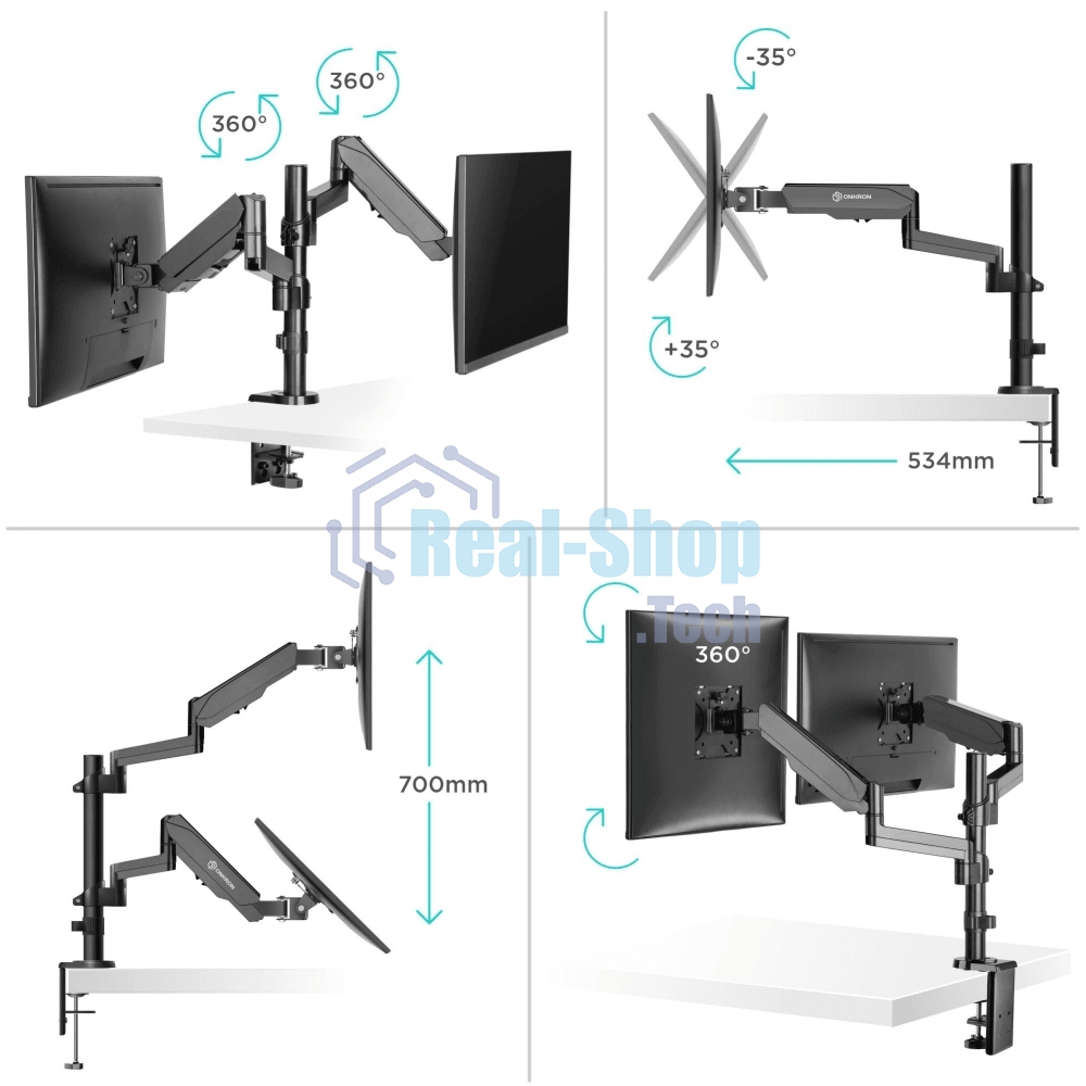 Кронштейн (держатель) ONKRON G140 для двух мониторов 13