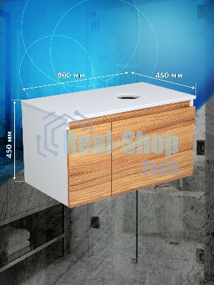 Комплект: тумба Bau Dream Blackwood 80, раковина BAU Cerama 48х37, темно-серая, смеситель Hotel Black, черный матовый, выпуск клик клак черный
