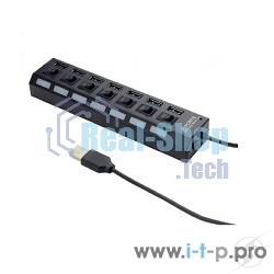 USB-концентратор Gembird UHB-U2P7-02, USB 2.0, USB 7 портов, USB/Адаптер: 5 В / 2 A