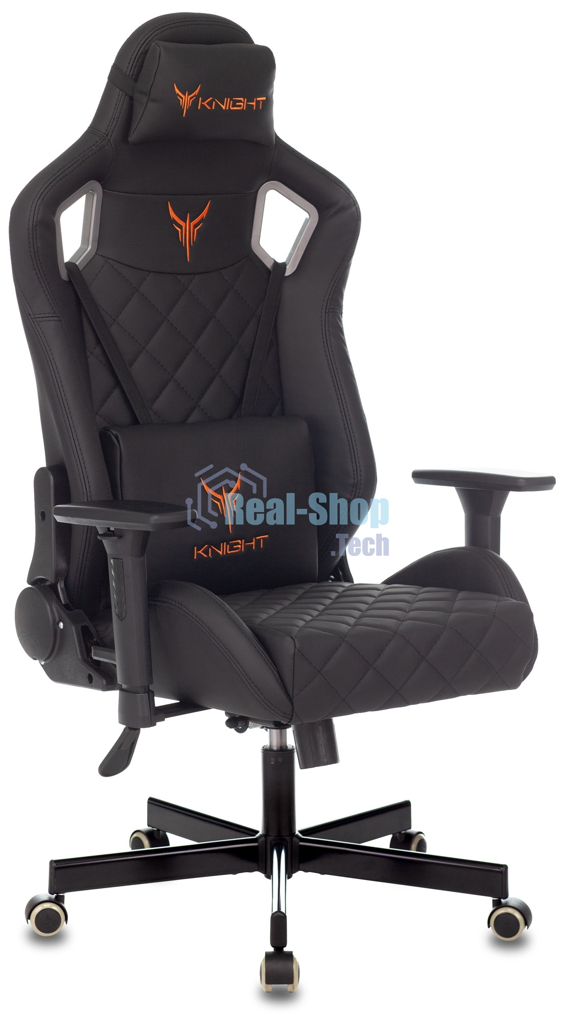 Кресло Knight OUTRIDER черный, экокожа, 120 кг, механизм качания