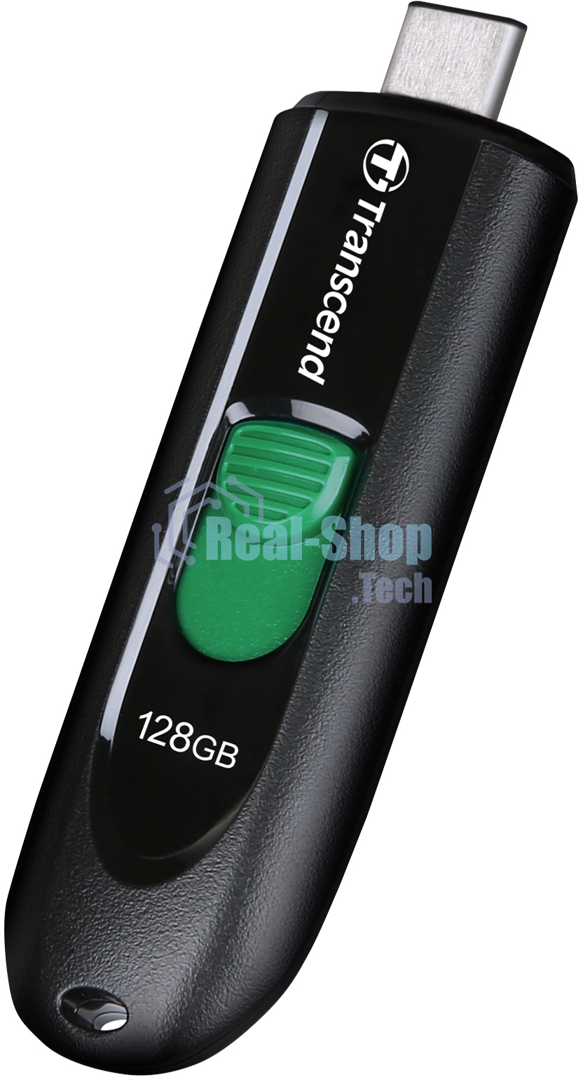 Флешка USB Transcend JetFlash 790C (TS128GJF790C), 128Gb, USB 3.2, R/W 90/60, черный/зеленый