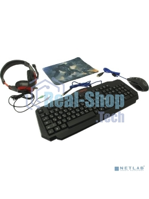 Комплект клавиатура+мышь Defender Target MKP-350 проводной, USB, 3200 DPI, чёрный/красный