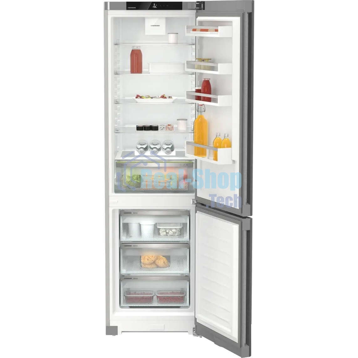 Холодильник Liebherr Pure CNsdc 5703-22 001 серебристый SmartSteel двухкамерный 266/94л морозилка снизу