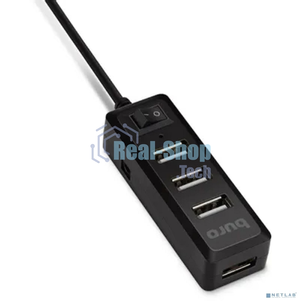 USB-концентратор Buro BU-HUB4-0.5L-U2.0, USB 2.0, USB 4 порта, USB