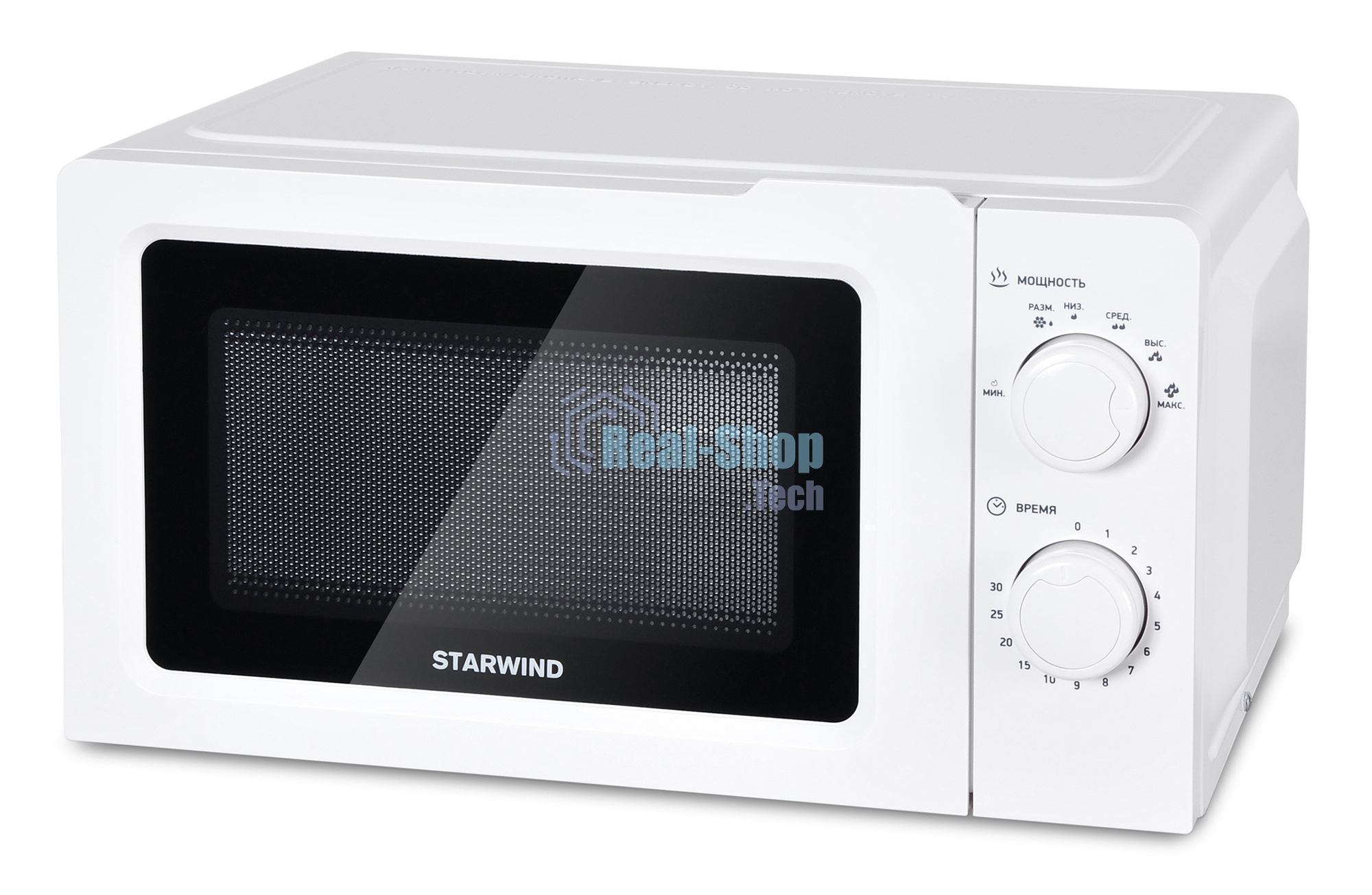 Микроволновая печь Starwind SMW3020 белый, 20 л, 700 Вт, переключатели - поворотный механизм