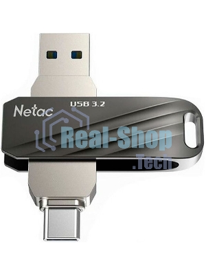 Флешка USB Netac US11 черный 64Gb USB Type-A + USB Type-C, metal/plastic case
