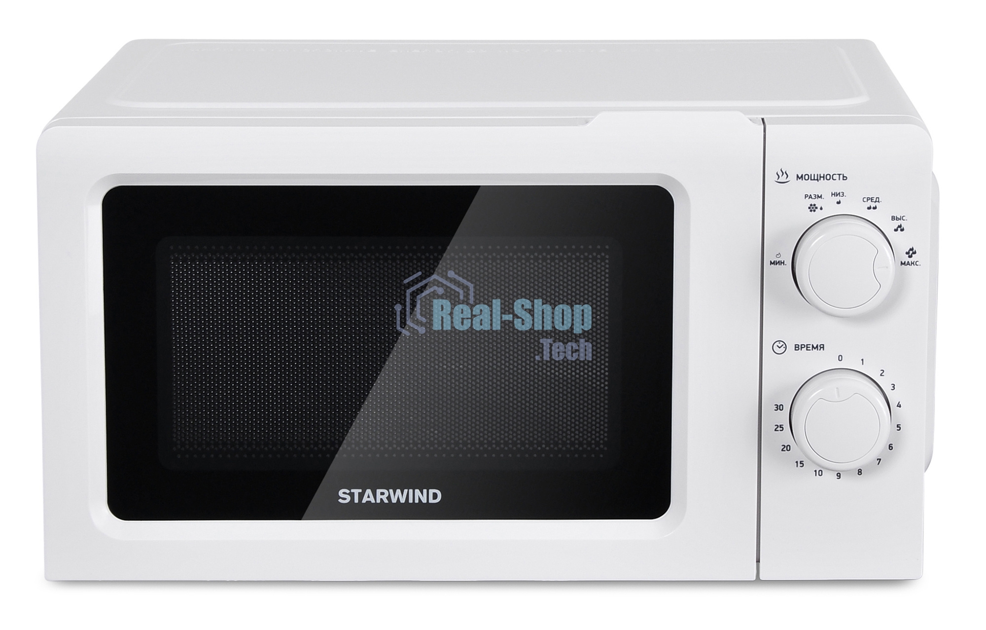 Микроволновая печь Starwind SMW3020 белый, 20 л, 700 Вт, переключатели - поворотный механизм