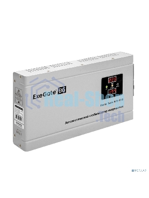 Стабилизатор напряжения ExeGate Master Turbo AVS-1500 (1500ВА, 100-265В, цифр. индикация вход/вых. напряжения, 220В±8%, КПД 98%, 5 уровней защиты, задержка, усиленный метал.корпус, евророзетка, RTL)