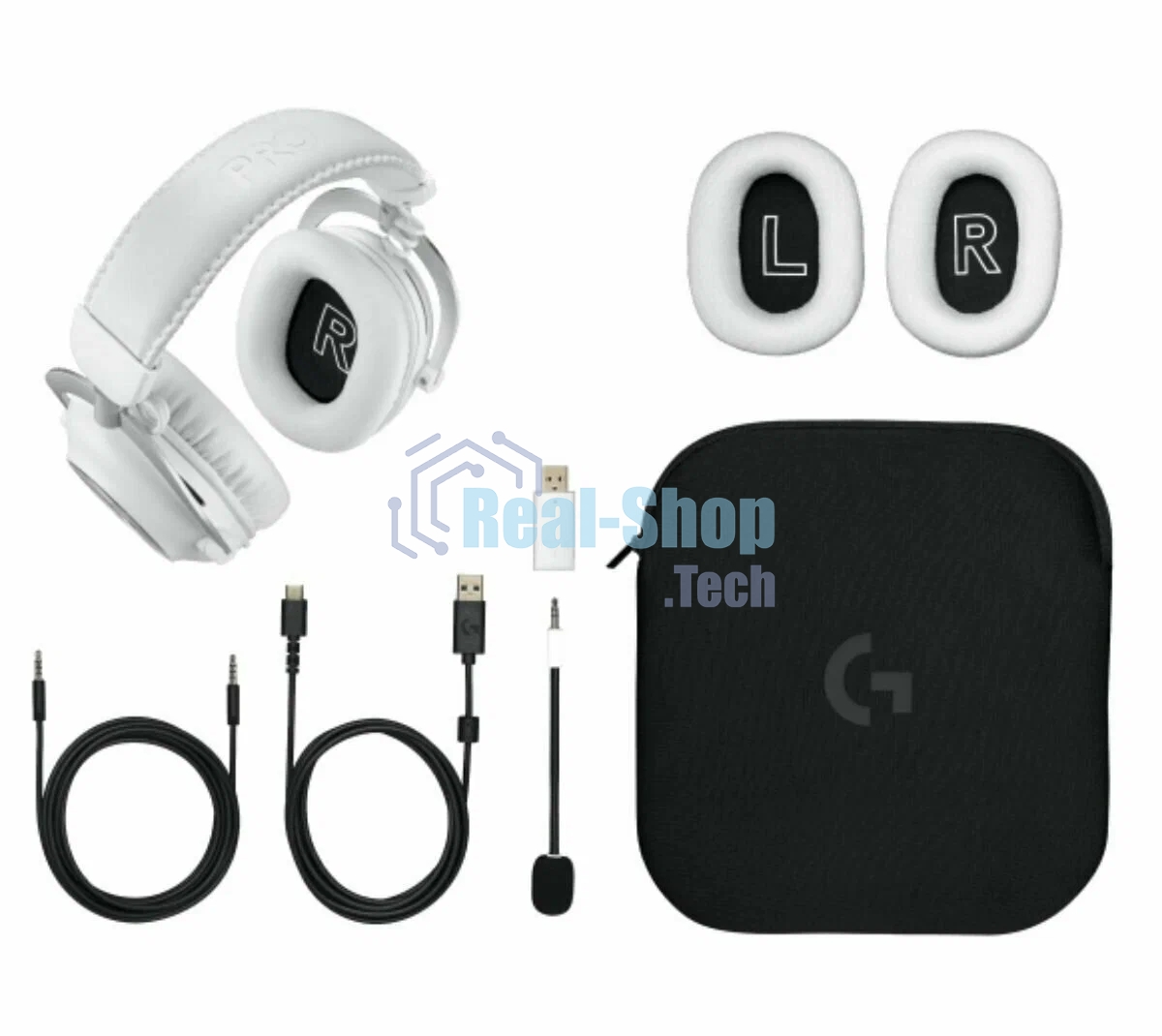 Гарнитура Logitech G PRO X2 LightSpeed белый, беспроводная + проводная, Bluetooth/USB/3.5 мм, до 50 ч