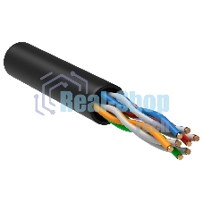 Кабель связи ITK витая пара U/UTP, cat.5e 4х2х24AWG solid, LDPE, 305м, черный