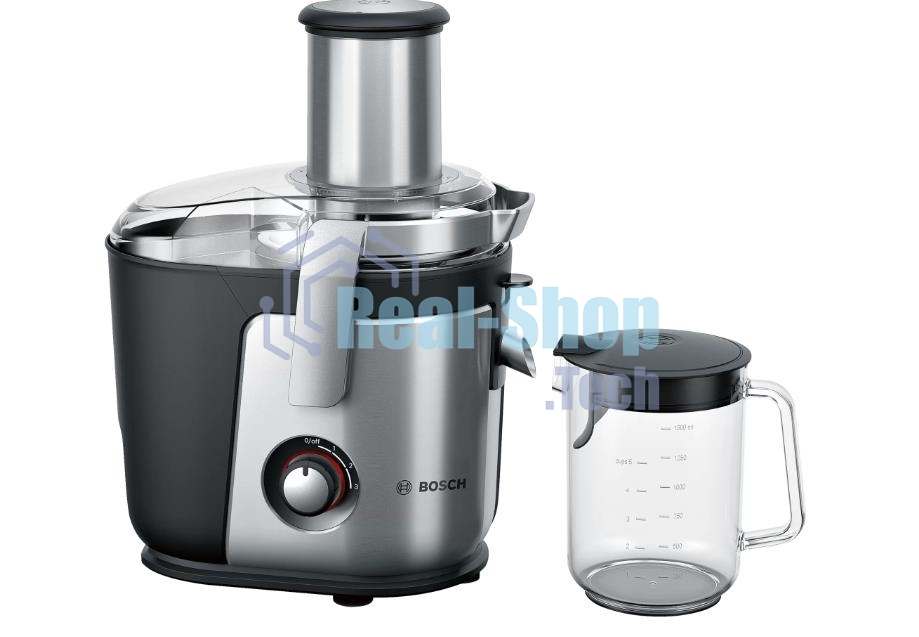 Соковыжималка Bosch MES4010 серебристый/черный, центробежная, 1200 Вт, 1500 мл, механическое