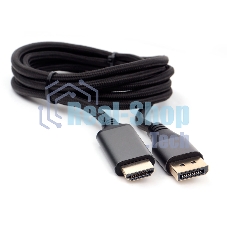 Кабель DisplayPort->HDMI Cablexpert CC-DP-HDMI-4K-6, 4K, 1.8м, 20M/19M, черный, экран, пакет
