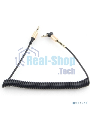 Кабель Cablexpert аудио 90˚ спиральный CCAB-02-35MMLC-1.8MB. 3.5 Jack (M)/3.5 Jack (M), черный, 1.8м, блистер