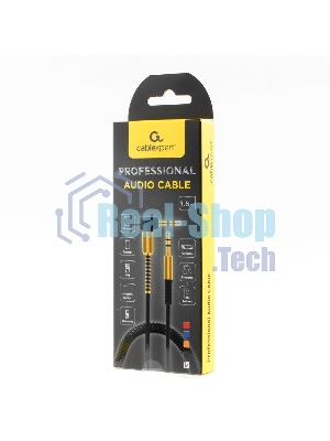 Кабель Cablexpert аудио 90˚ спиральный CCAB-02-35MMLC-1.8MB. 3.5 Jack (M)/3.5 Jack (M), черный, 1.8м, блистер