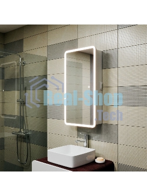 Зеркальный шкаф Bau Stil 40х80, LED подсветка, сенсор, плавное закрывание, оборачиваемый