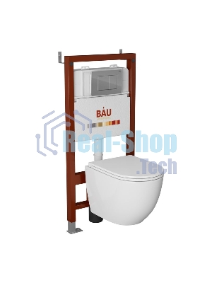 Комплект BAU 6 в 1: инсталляция BAU PRO, унитаз подвесной торнадо Bau Dream Hurricane-2, сиденье дюропласт микролифт, клавиша BAU Stil, хром