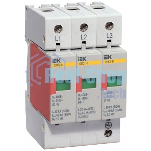 Ограничитель перенапряжения ОПС1-B 3P IEK MOP20-3-B
