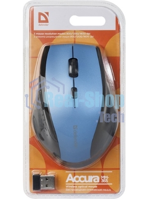 Мышь беспроводная Defender Accura MM-365 синий, 1600 dpi, радиоканал, USB, кнопки - 6