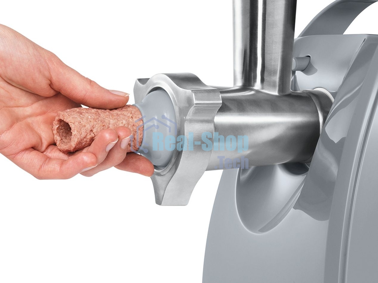 Мясорубка электрическая Bosch MFW 66020 белый/серый, 1800 Вт, 3.0 кг/мин, реверс, защита от перегрузки, насадки - 5
