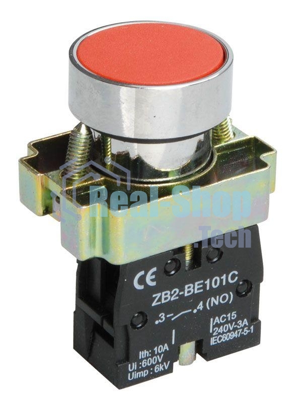 Кнопка LAY5-BA42 без подсветки красн. 1р IEK BBT61-BA-K04