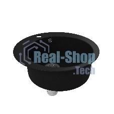 Мойка для кухни BAU Dream Black coal D 50, выпуск с сифоном в комплекте, черный уголь