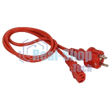 Шнур питания Lanmaster C13-Schuko прямая, 3х0.75, 220В, 10А, красный, 5 метров