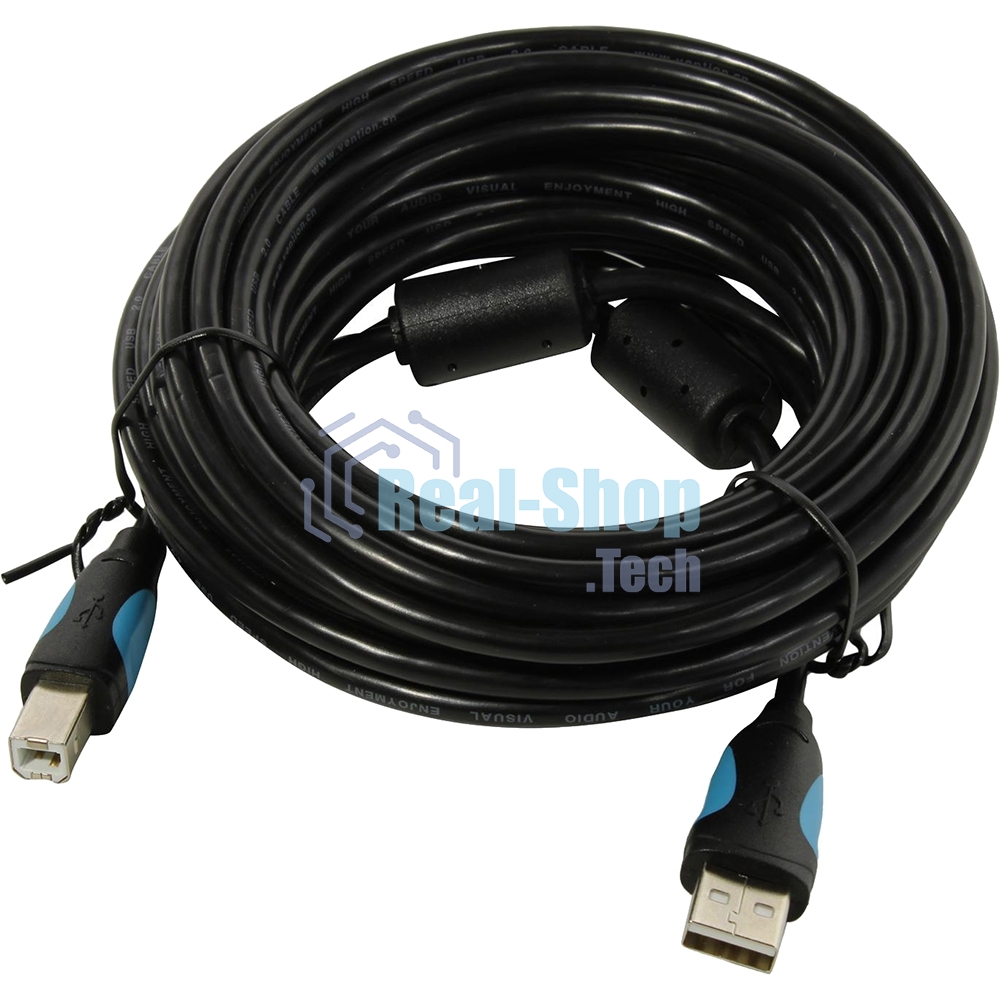 Кабель Vention USB 2.0 AM/BM - 8м. Черный Кабель Vention USB 2.0 AM/BM - 8м. Черный
