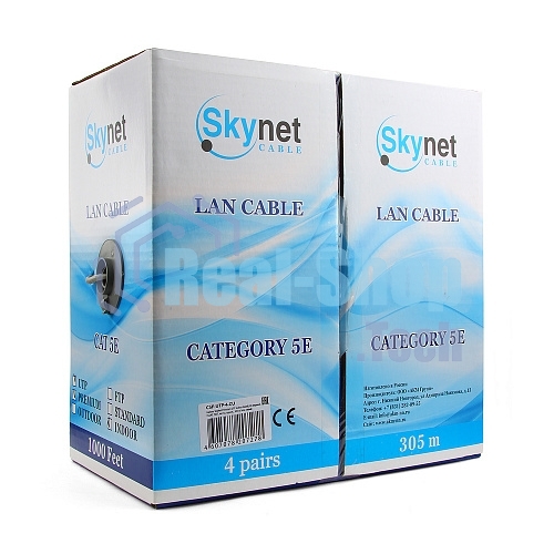 Кабель SkyNet Premium UTPнг-LSZH 4x2x0,51, низкое дымовыделение, нулевое содержание галогенов, медный, FLUKE TEST, кат.5e, однож., 305 м, box, оранжевый