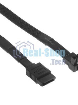 Кабель интерфейсный SATA Cablexpert CC-SATAM-DATA90-BLBR-30CM, Sata3 7pin/7pin, мет.защелка, угловой разъем, 30 см, черный, оплетка, пакет
