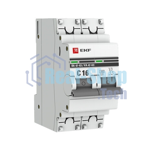 Выключатель автоматический EKF mcb4763-2-16C-pro 2P 16А (C) 4,5kA ВА 47-63 EKF PROxima