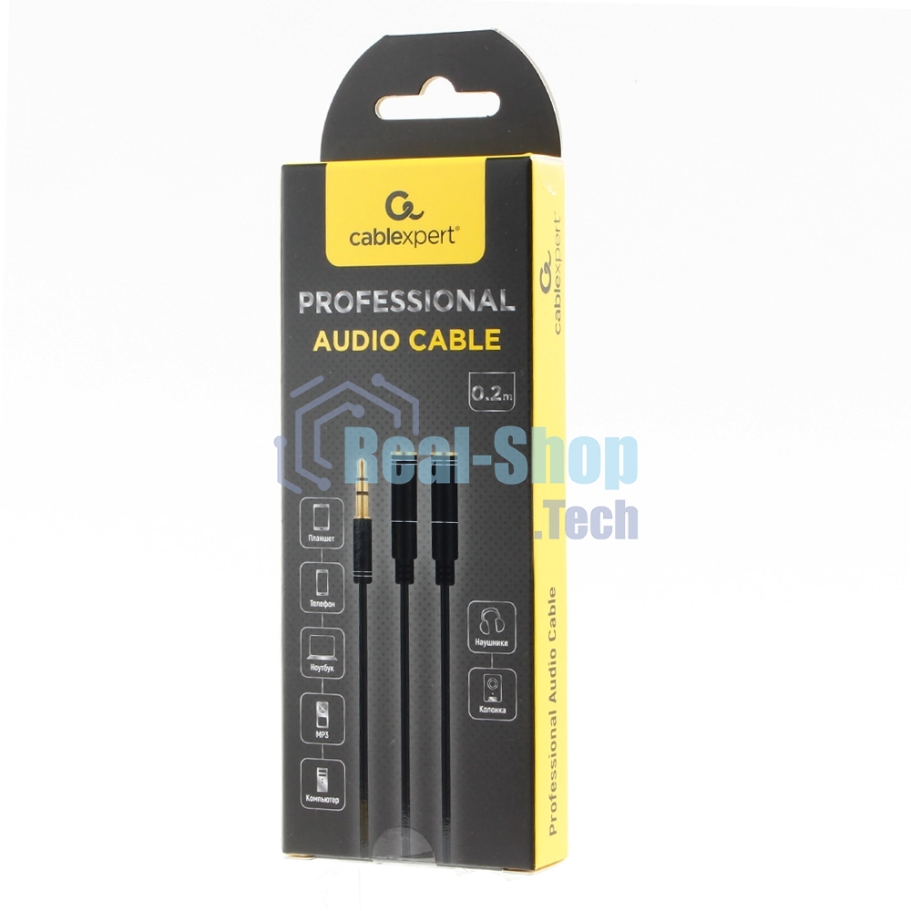 Кабель аудио Cablexpert CCAB-02-35MYHM-0.2MB. 3.5 Jack 4pin(M)/2х 3.5 Jack(F) наушники и микрофон, черный, 0.2м, блистер