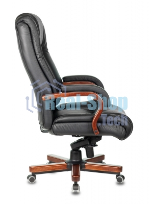Кресло Бюрократ T-9925WALNUT/BLACK черный, кожа
