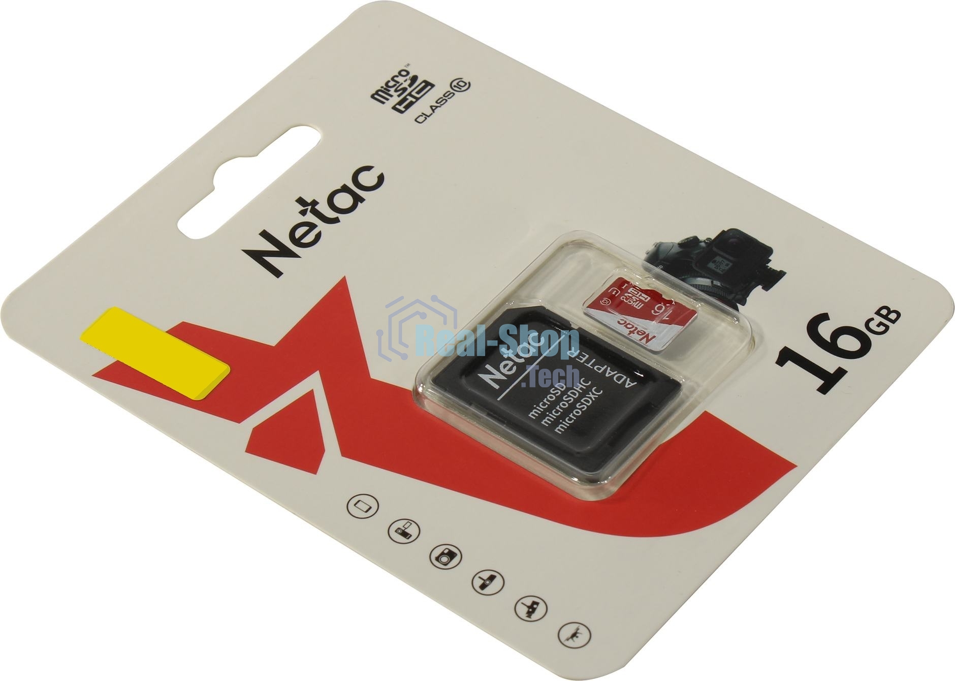 Флеш карта Netac P500 ECO 16Gb MicroSDHC C10 up to 80Mb/s, retail pack with SD Adapter