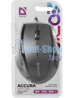 Мышь проводная Defender Accura MM-362 черный, 1600 dpi, USB, кнопки - 6