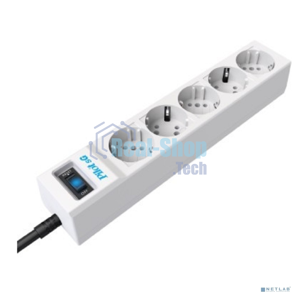 Сетевой фильтр ZIS PILOT Surge protector Pilot SG5 5 outlets (GP), 10A/2.2kVt, automatic circuit-breaker, 3 m