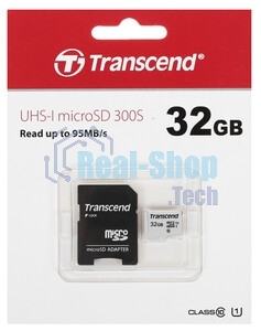 Флеш карта Micro SecureDigital 32Gb Transcend TS32GUSD300S-A MicroSDHC Class 10 UHS-I, SD adapter