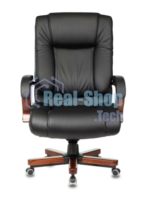 Кресло Бюрократ T-9925WALNUT/BLACK черный, кожа